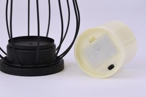 Suport metalic pentru lumânare, lumânare LED, alb cald, negr