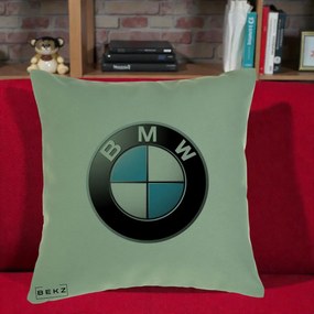 Perna Personalizata cu emblema BMW, 40x40 cm, Verde, Husa Detasabila, Perna Inclusa, BEKZ®