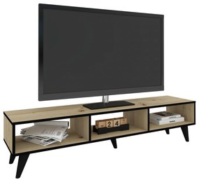 Comoda TV Tirro V2, Stejar Artisan/Negru, 150 x 35 x 35 cm