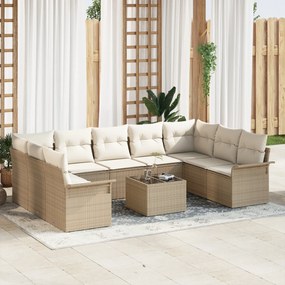 vidaXL Set de canapele pentru grădină cu pernă 10 pcs Bej Rattan poli