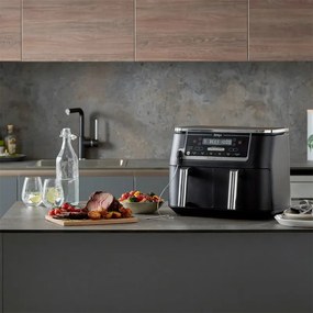 Friteuza dubla cu aer cald Ninja AF451EU, 2470W, 9.5L, 6 programe, Zone independente, Sincronizare, Negru