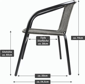 Scaun bistro de grădină, stivuibil, gri închis