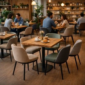 Masa din MDF, patrata texturata, Homs, nuc-negru, 80x80x75 cm, A0110