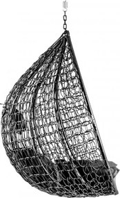 Scaun suspendat negru KOKON fara stativ, perna gri