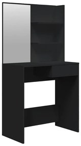 Masă de toaletă cu oglindă, negru, 74,5x40x141 cm