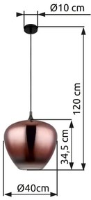 Lustra/Pendul design modern MAXY negru/cupru
