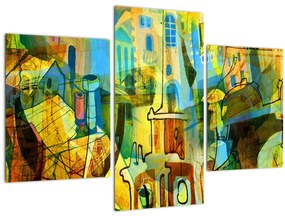 Tablou - Arhitectură, abstractizare cubistă (90x60 cm)