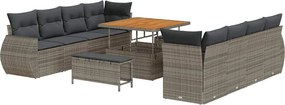 vidaXL Set de canapele pentru grădină 11 pcs Gri Rattan poli