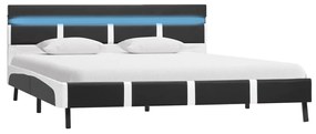 280308 vidaXL Cadru de pat cu LED, gri, 120 x 200 cm, piele ecologică