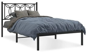 376124 vidaXL Cadru de pat din metal cu tăblie, negru, 107x203 cm