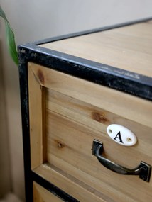 Comoda natur, din lemn masiv si metal, cu 16 sertare, aspect industrial