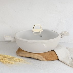 Cratiță cu capac 30 cm, 4.5L – Berlinger Haus Sahara Collection BH 8069, crem, cu strat antiaderent titan, compatibilă cu inducție