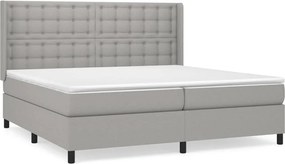 vidaXL Pat box spring cu saltea, gri deschis, 200x200 cm, textil