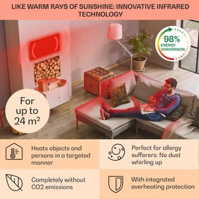 Klarstein Wonderwall Air 120, încălzitor cu infraroșu, 100 x 120 cm, 1200 W, montat pe perete, telecomandă, alb