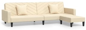 3081852 vidaXL Canapea extensibilă 2 locuri, 2 perne&taburet, crem, catifea