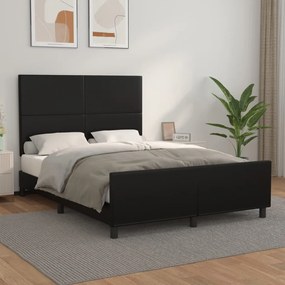 Cadru de pat cu tablie, negru, 140x190 cm, piele ecologica Negru, 140 x 190 cm, Design simplu