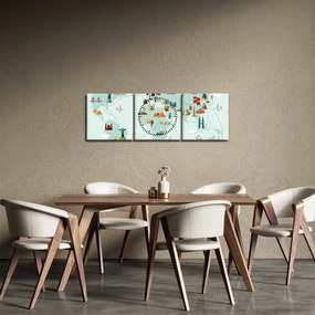 Tablou - Harta cu pictograme, amintire (cu ceas) (90x30 cm)