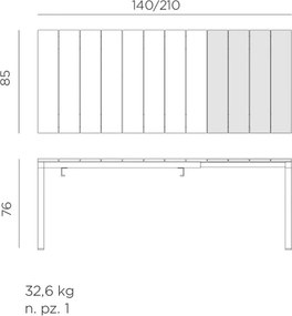 Masa Exterior Nardi - Rio 140 Extensible, Tortora