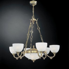 Candelabru cu 6 brate design clasic din alama si sticla 5600