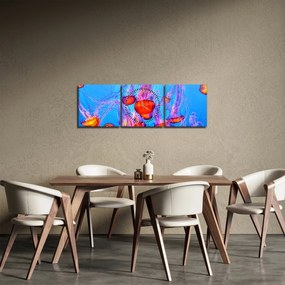 Tablou cu meduse în mare (cu ceas) (90x30 cm)