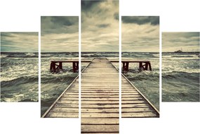 Tablou cu dig din lemn la mare (150x105 cm)