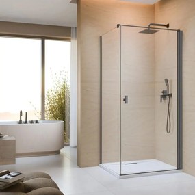 Cabina de dus dreptunghiulara cu usa batanta Radaway Nes KDJ I 80x90 cm finisaj GunMetal periat-transparent dreapta
