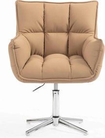 HR560CROSS Scaun Caramel Piele Ecologica Premium Soft cu Bază Cromata