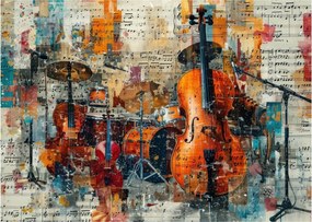 Tablou pe sticlă - Instrumente muzicale (70x50 cm)