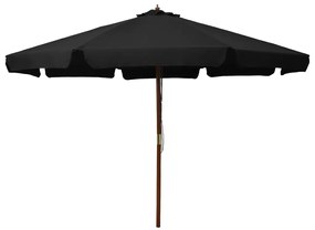 Umbrela de soare de exterior, stalp din lemn, negru, 330 cm Negru