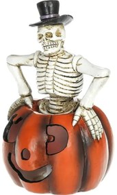 Decorațiune LED HALLOWEEN Retlux LED/2xLR44/alb cald, schelet în dovleac, rășină