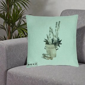 Perna Decorativa Butuci de Mesteacan Watercolor, 40x40 cm, Verde Menta, Husa Detasabila, Perna Inclusa, BEKZ®