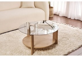 Măsuță de cafea Clara Sapphire Oak cu sticlăfumurie