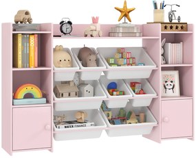 AIYAPLAY Raft de depozitare pentru jucării și cărți, pentru curățenie ordonată, 8 sertare detașabile, Roz | Aosom Romania