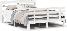 vidaXL Cadru de pat cu tăblie fără saltea, alb, 140x200 cm