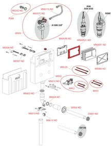 Rezervor wc incastrat Alcaplast, Basicmodul, slim, pentru montare in zidarie, pentru wc stativ, 8.4 cm