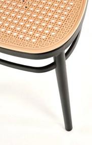 Scaun de bucaterie Tobias, ratan / negru