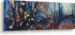 Tablou - Razele solare de toamnă (cu ceas) (90x30 cm)