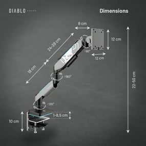Suport monitor 49", gri/negru LED RGB X-ARM