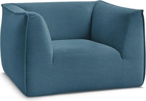 Fotoliu albastru cu tapițerie din catifea reiată Giorgia – Bobochic Paris