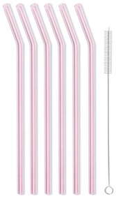 Set 6 paie din sticlă Vialli Design, lungime 23 cm, roz