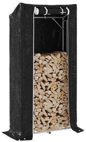 vidaXL Suport pentru lemne de foc cu capac de ploaie Oțel galvanizat