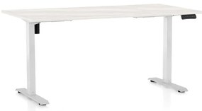 Masă înălțime reglabilă OfficeTech B, 160 x 80 cm, picioare albe, frasin alb