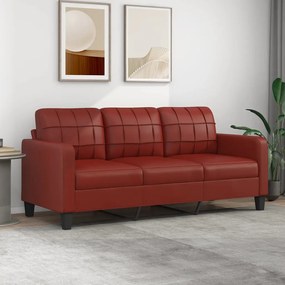 Canapea cu 3 locuri, rosu vin, 180 cm, piele ecologica Bordo, 198 x 77 x 80 cm
