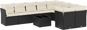 vidaXL Set canapele de grădină cu perne, 10 piese, negru, poliratan
