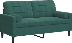 vidaXL Canapea cu 2 locuri cu pernuțe, verde închis, 140 cm, catifea