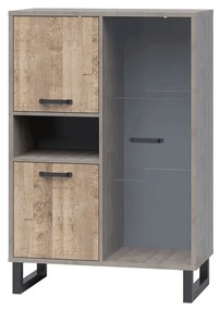 Zondo Vitrină Bareni 2D1W (stejar nisipiu + gri). 1034125