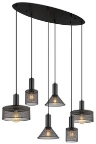 Globo 15648-6H - Lustră suspendată pe cablu JEDD, 6xE27/60W/230V, negru