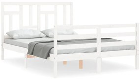 3194957 vidaXL Cadru de pat cu tăblie, alb, 120x200 cm, lemn masiv