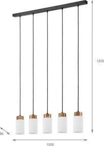 Lustră pe cablu MARKUS 5xE27/15W/230V negru/stejar