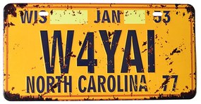 Placuta inmatriculare decorativa NORTH CAROLINA, 30x15cm, Metal